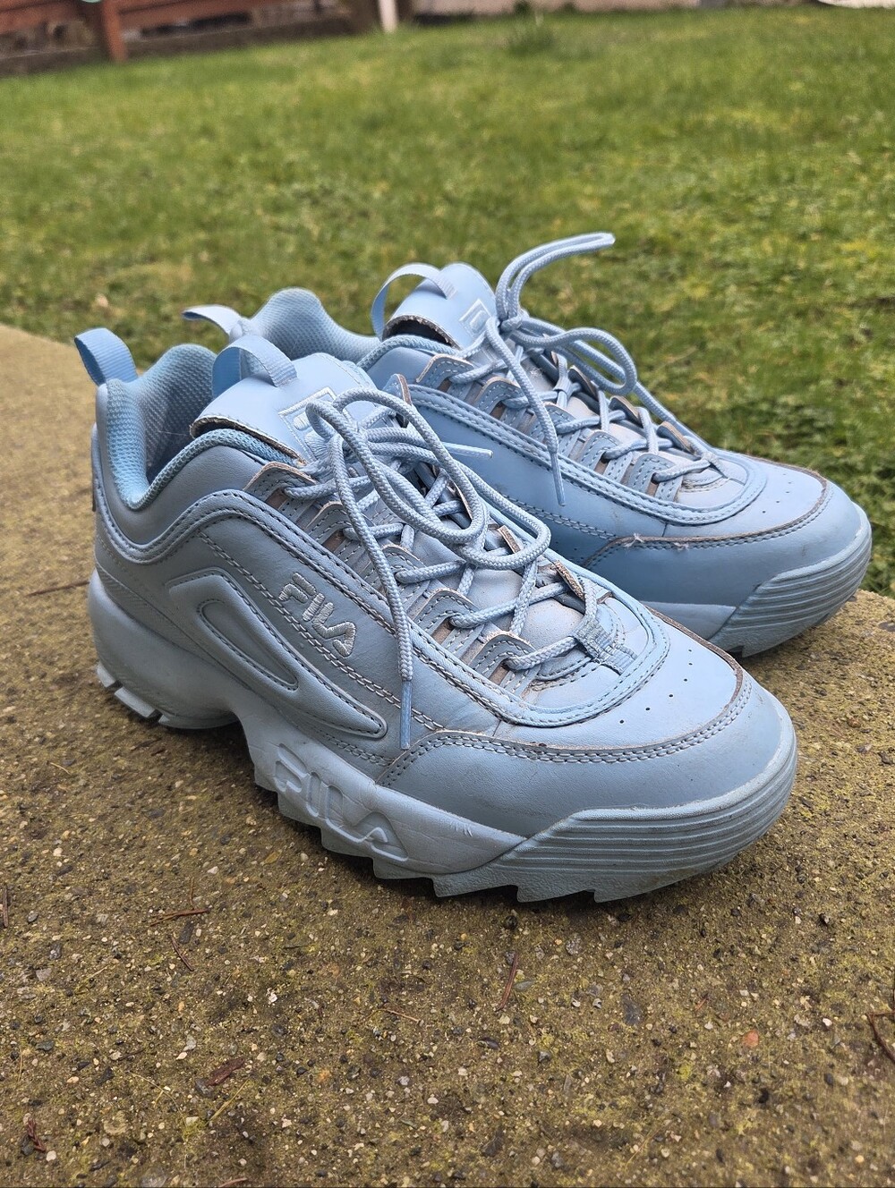 FILA DISRUPTORS II Baby Blue Platform Chunky Shoe